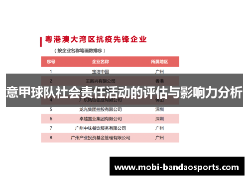 意甲球队社会责任活动的评估与影响力分析 意甲球队社会责任活动的评估与影响力分析