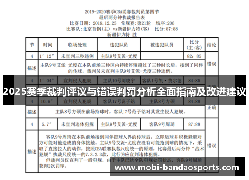 2025赛季裁判评议与错误判罚分析全面指南及改进建议 2025赛季裁判评议与错误判罚分析全面指南及改进建议