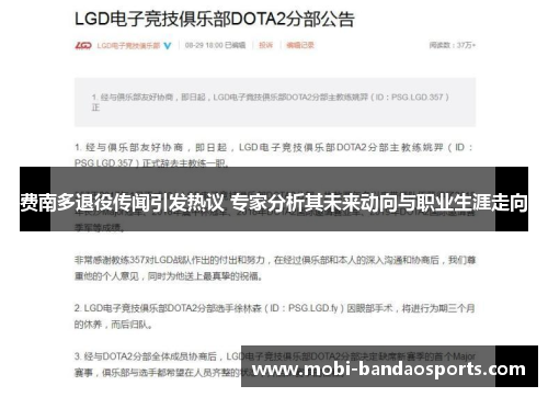 费南多退役传闻引发热议 专家分析其未来动向与职业生涯走向 费南多退役传闻引发热议 专家分析其未来动向与职业生涯走向